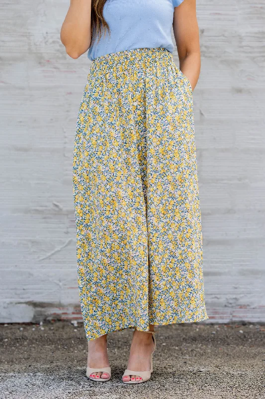 Wild Blooms Button Accented Maxi Skirt linen skirt breathable