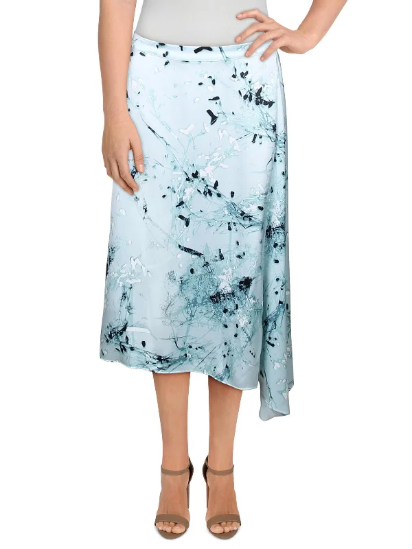 Womens Printed Asymmetric A-Line Skirt velvet skirt plush
