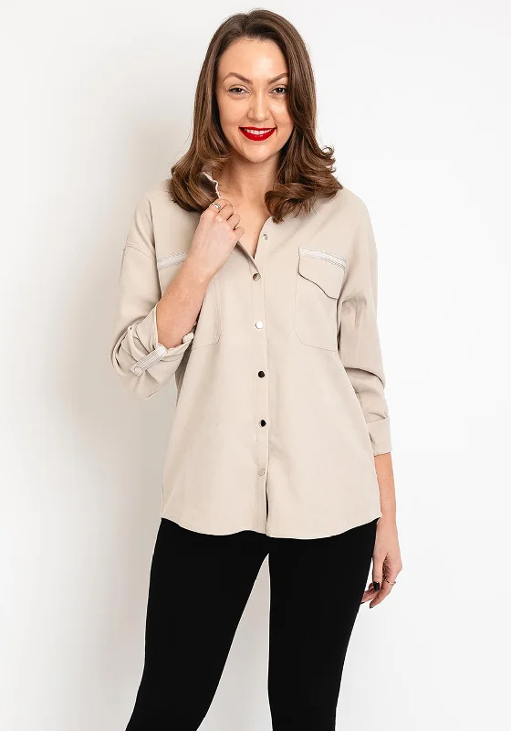 Eva Kayan Tallie Subtle Corduroy Blouse, Latte Versatile Layering Blouse